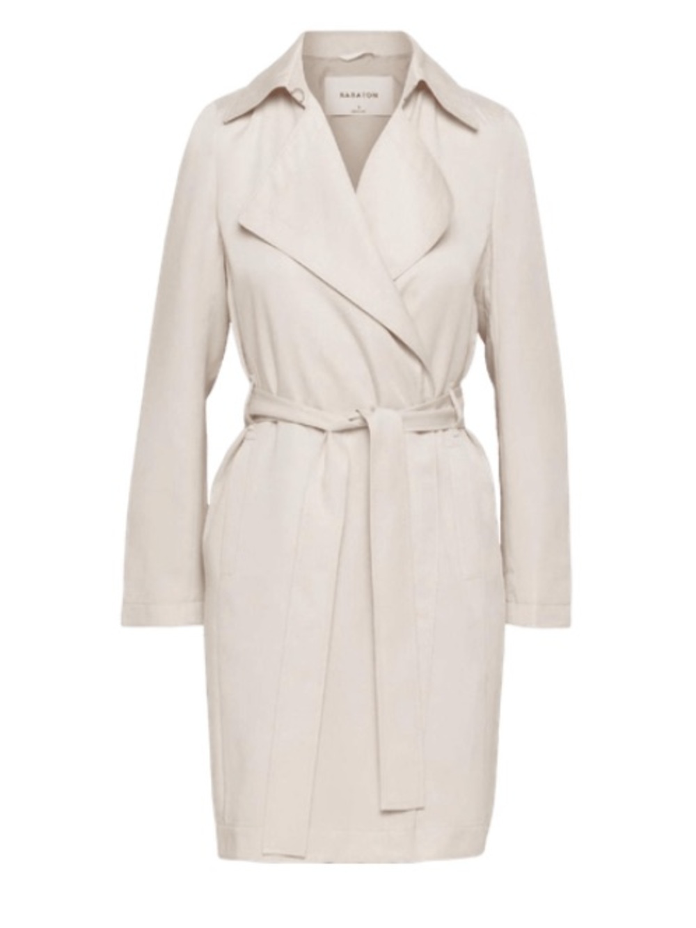 Babaton Aritzia Kaho robe trench coat relaxed jacket bone off white shiny small